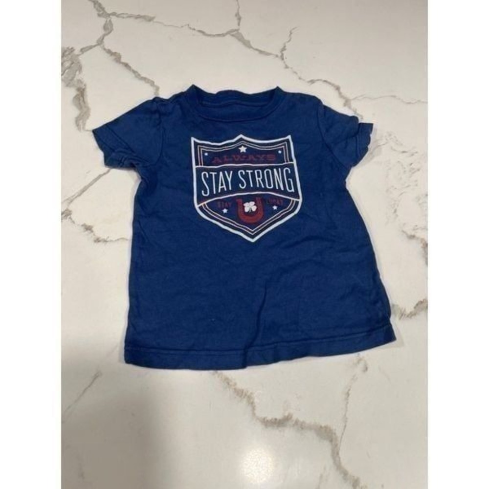 Peek‎ little peanut stay strong blue shirt size 6-12 months